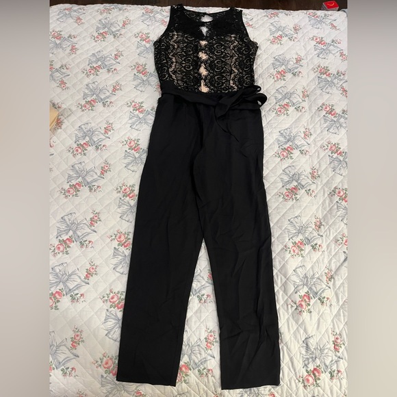 Elevenses Lace Medley Black Jumpsuit size 6 Anthropologie - Picture 2 of 11